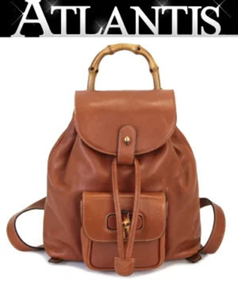 Gucci Bamboo Backpack Rucksack Daybag Leather Brown